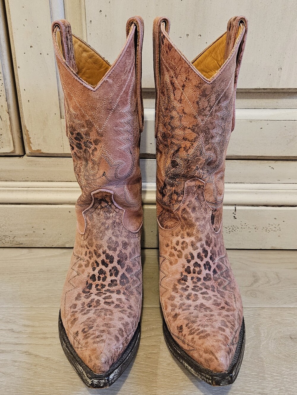Rare Old Gringo Nevada Pink Leopardito Distressed Leather Cowgirl Boots Size 5.5 - Picture 6 of 16